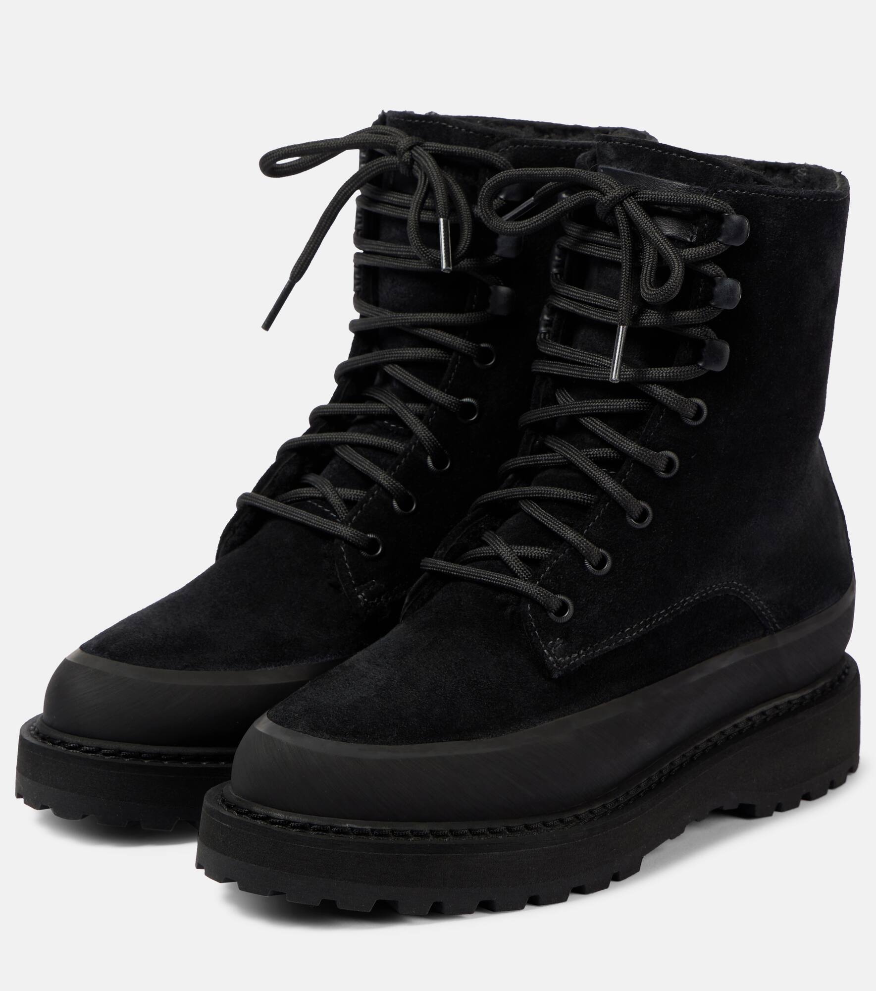 Dolomite shearling-trimmed suede ankle boots - 4