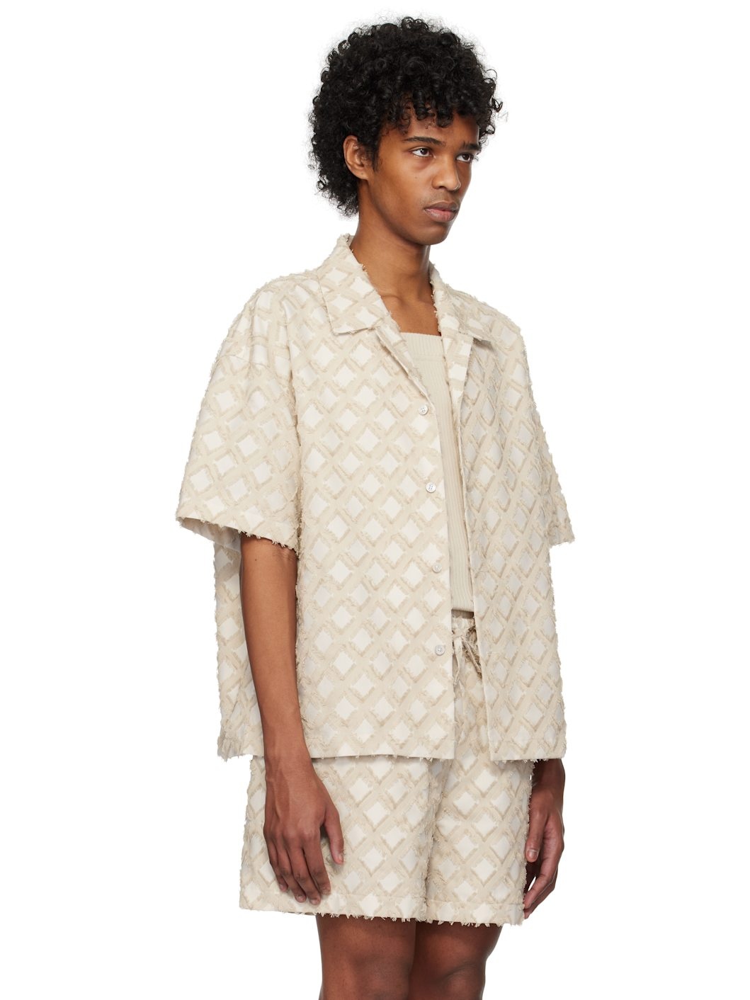 Beige Argyle Jacquard Shirt - 2