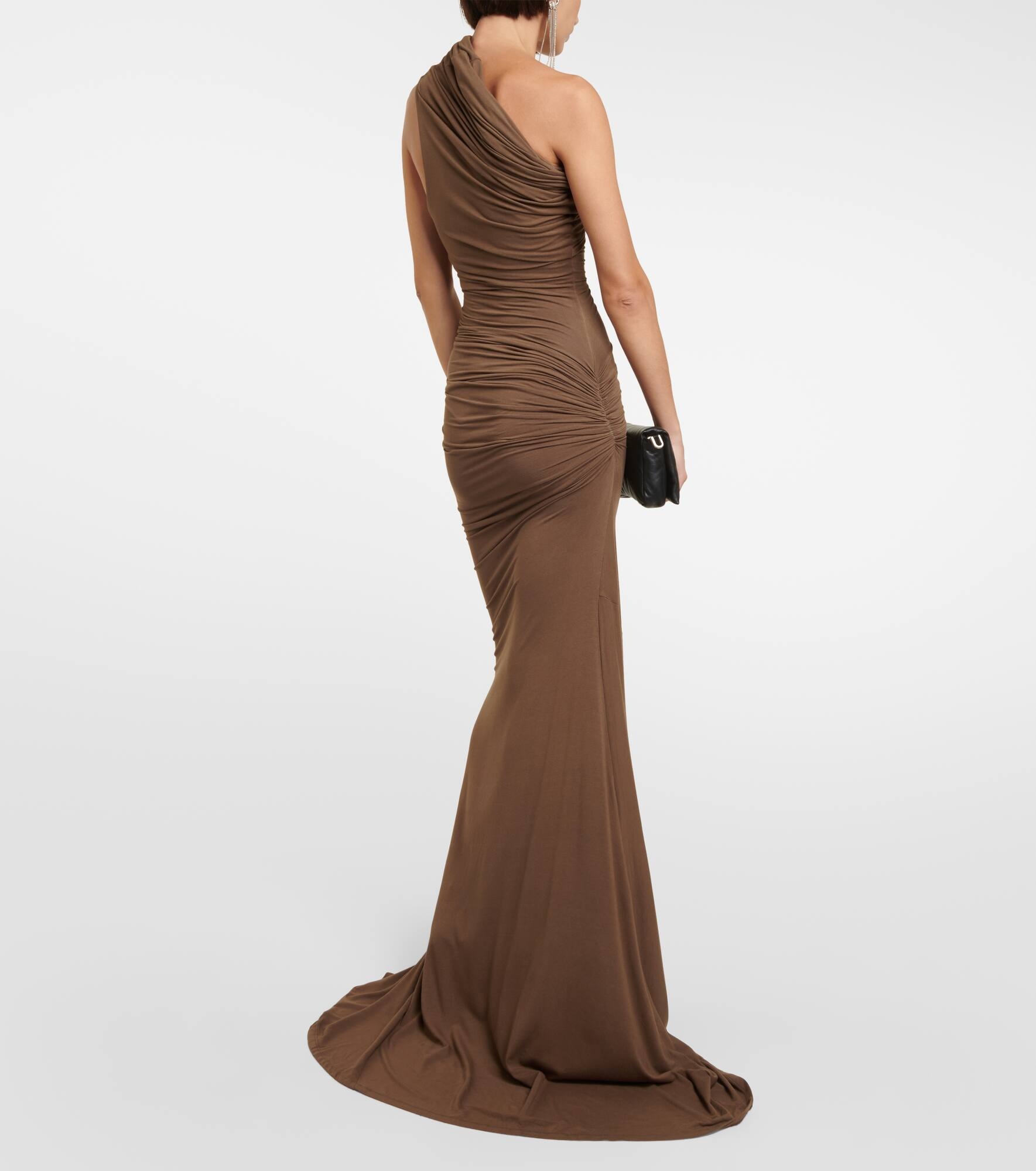 Draped one-shoulder jersey gown - 3