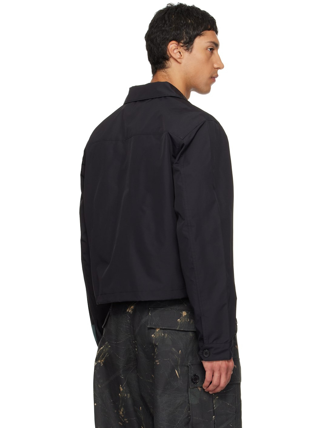 Black Laminated Nylon Work Jacket - 3
