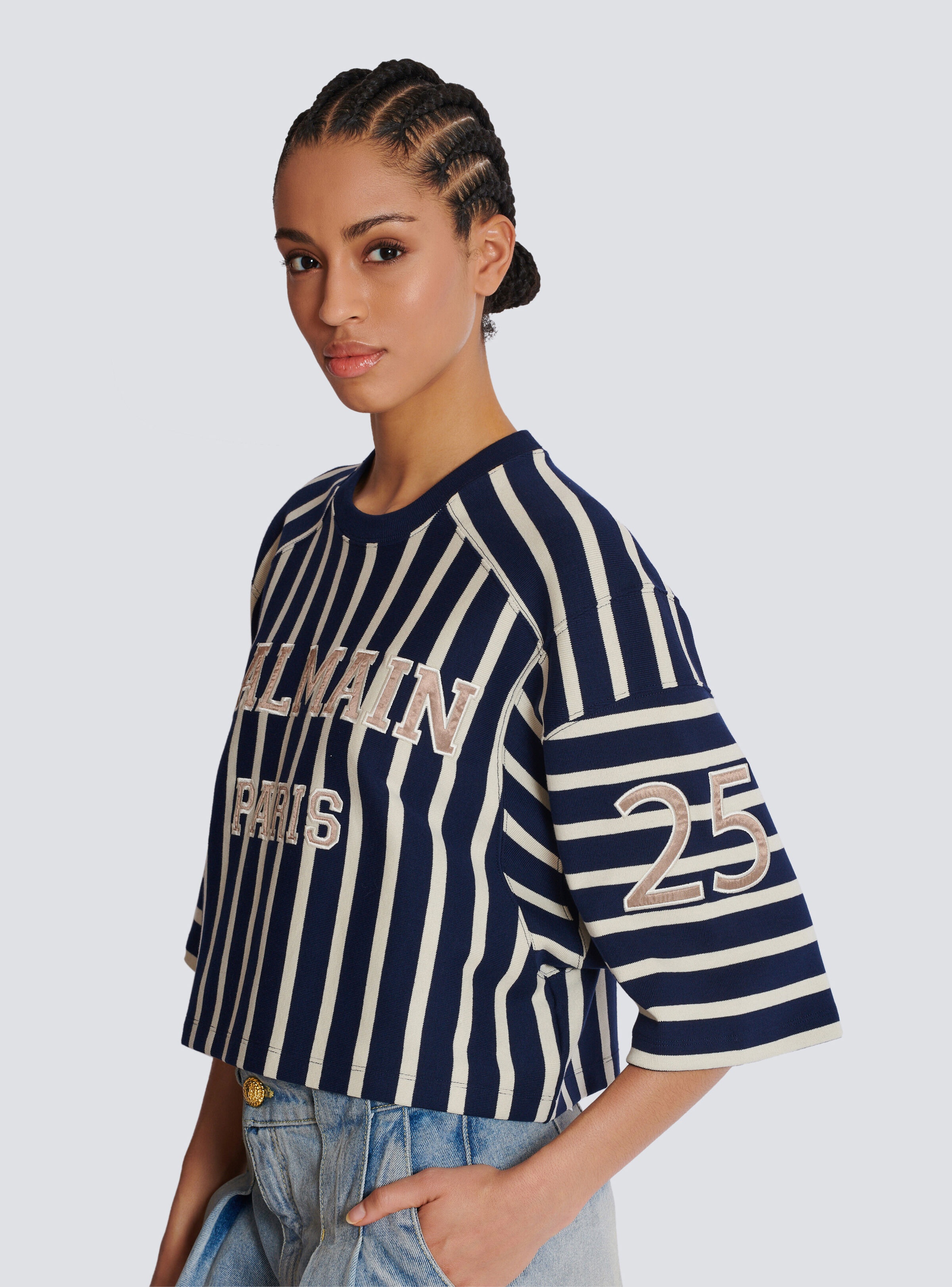 Striped Balmain Baseball T-shirt - 7