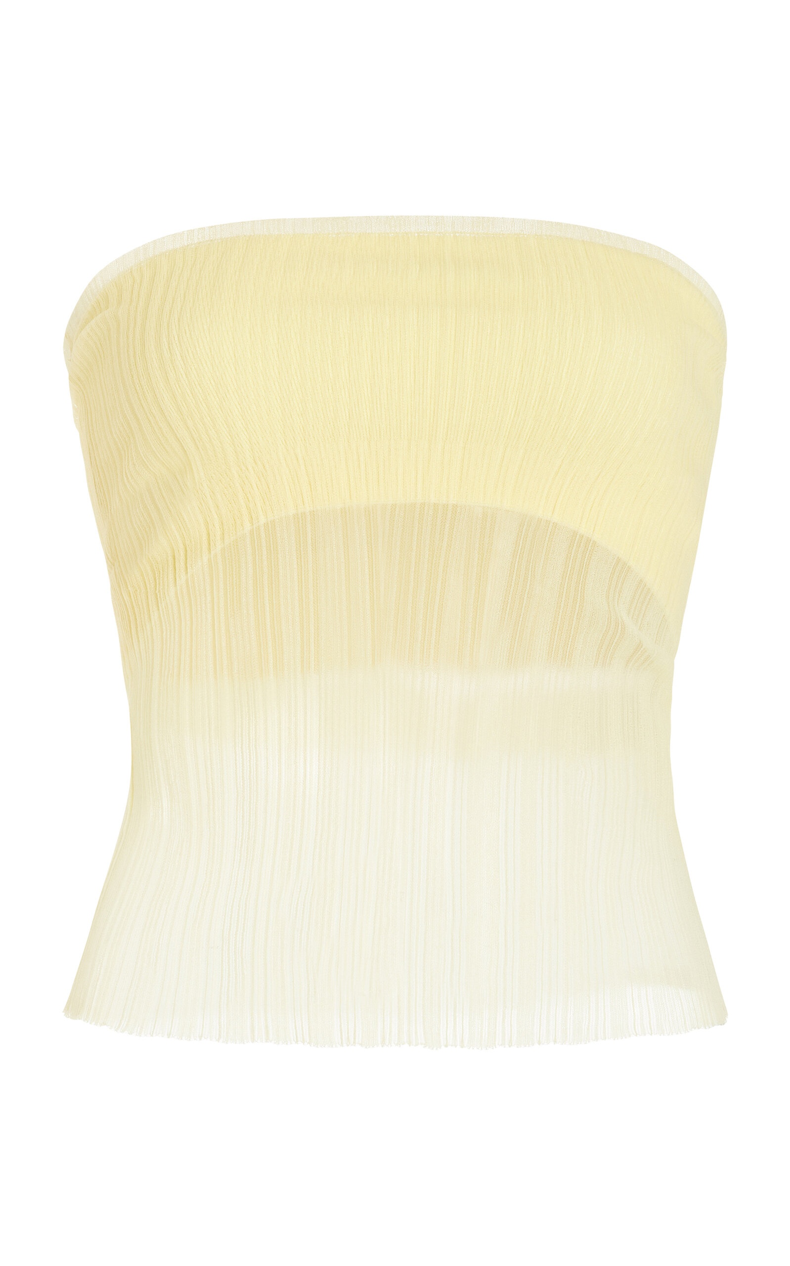 Emberly Sheer Plissé Strapless Top yellow - 1