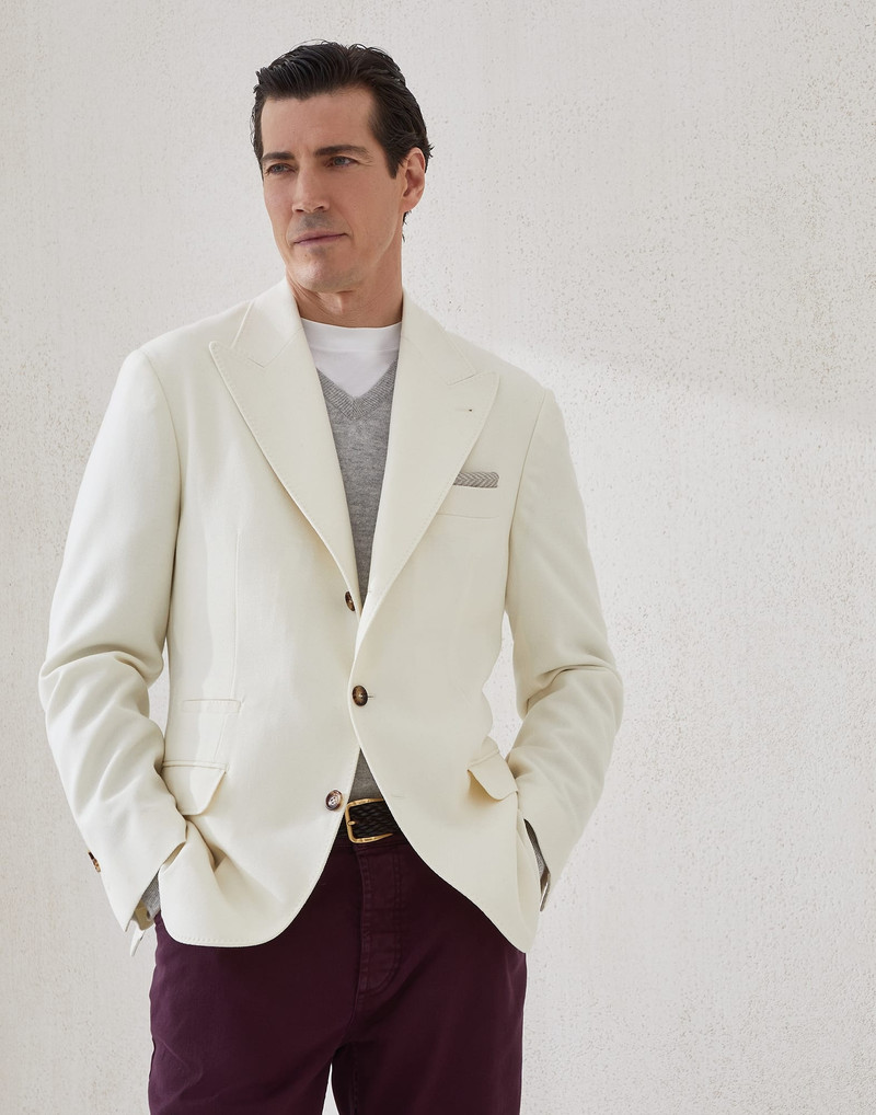 Wool, cashmere and silk cavalry deconstructed blazer with large peak lapels - 1