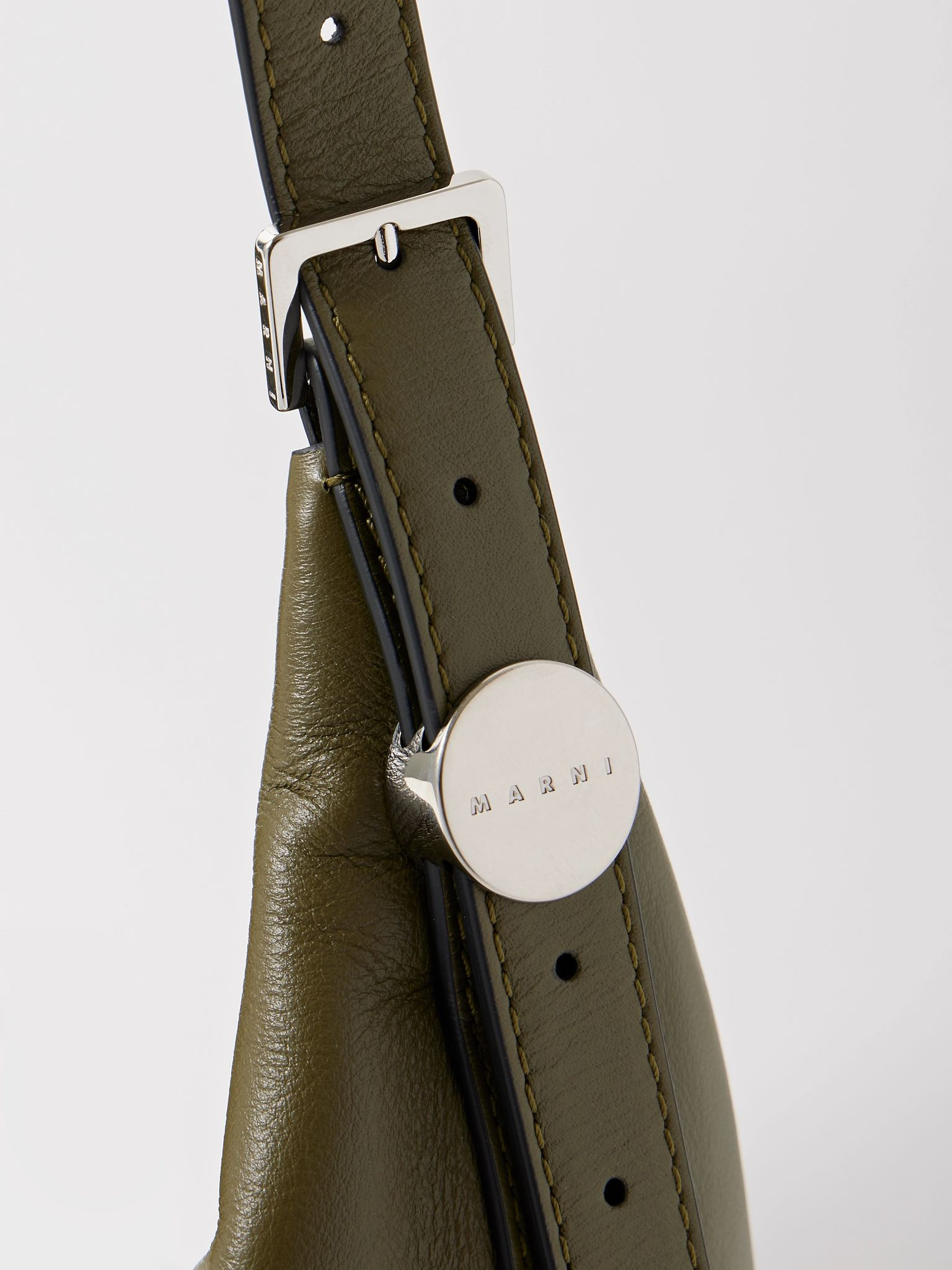 Leather shoulder bag Army green - 4