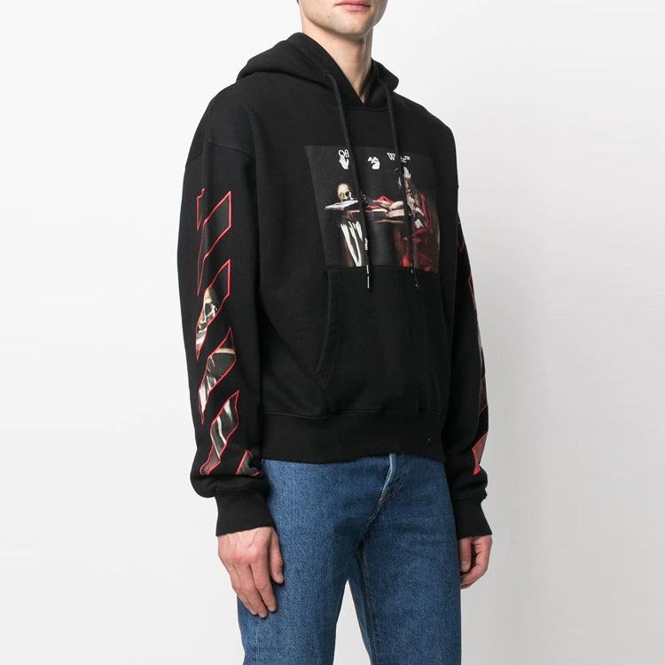 Off-White SS21 Caravaggio Printing Hoodie 'Black Red' OMBB037R21FLE0021025 - 4