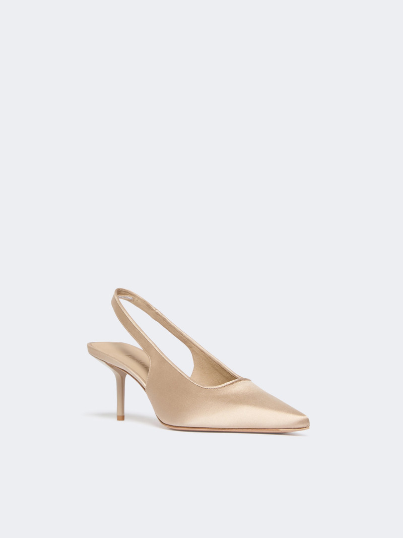 Max Mara AIRONE Viscose and silk satin slingbacks - POWDER outlook