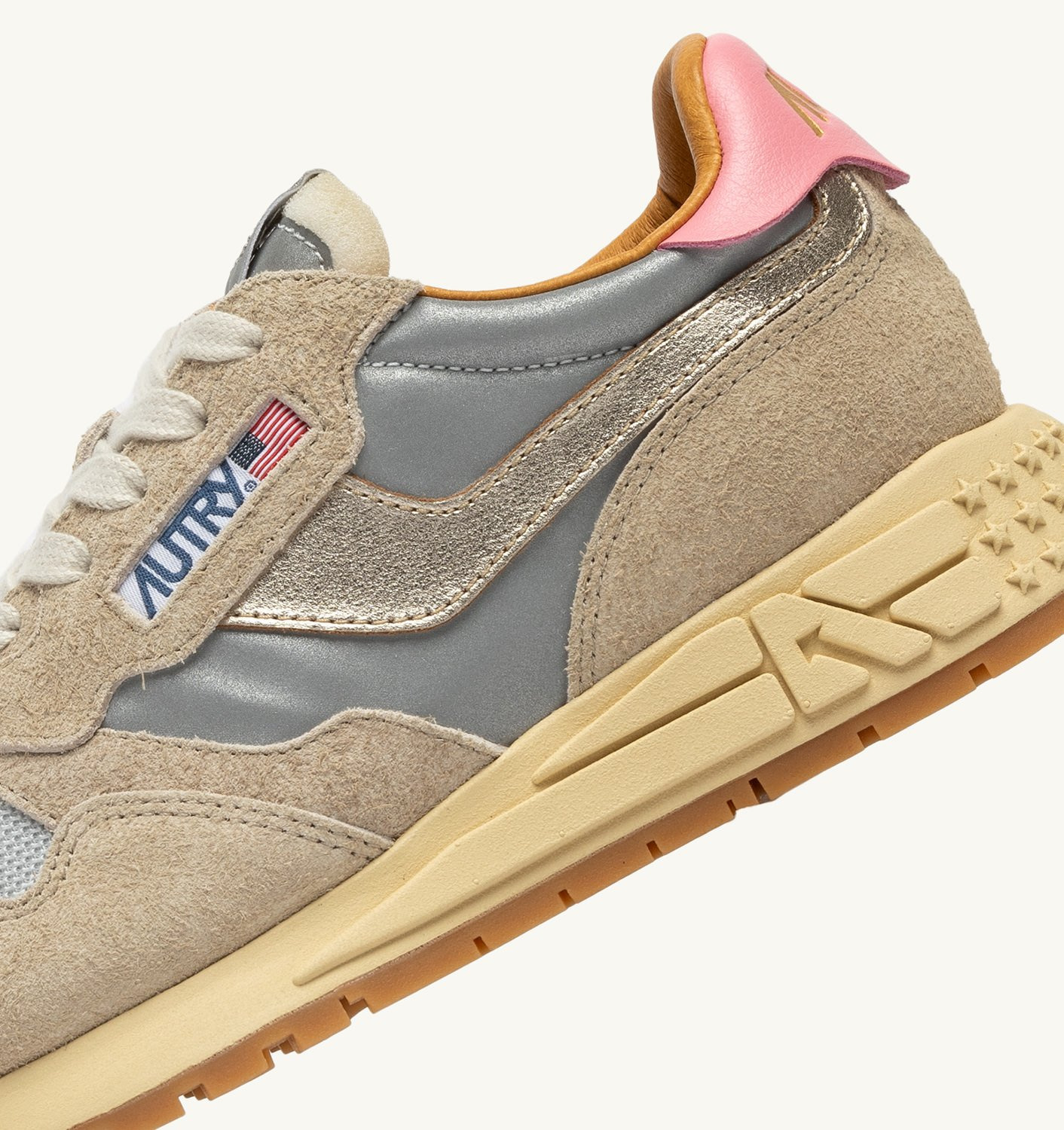 REELWIND LOW SNEAKERS IN SILVER PLATINUM REFLECTIVE NYLON AND SUEDE - 6