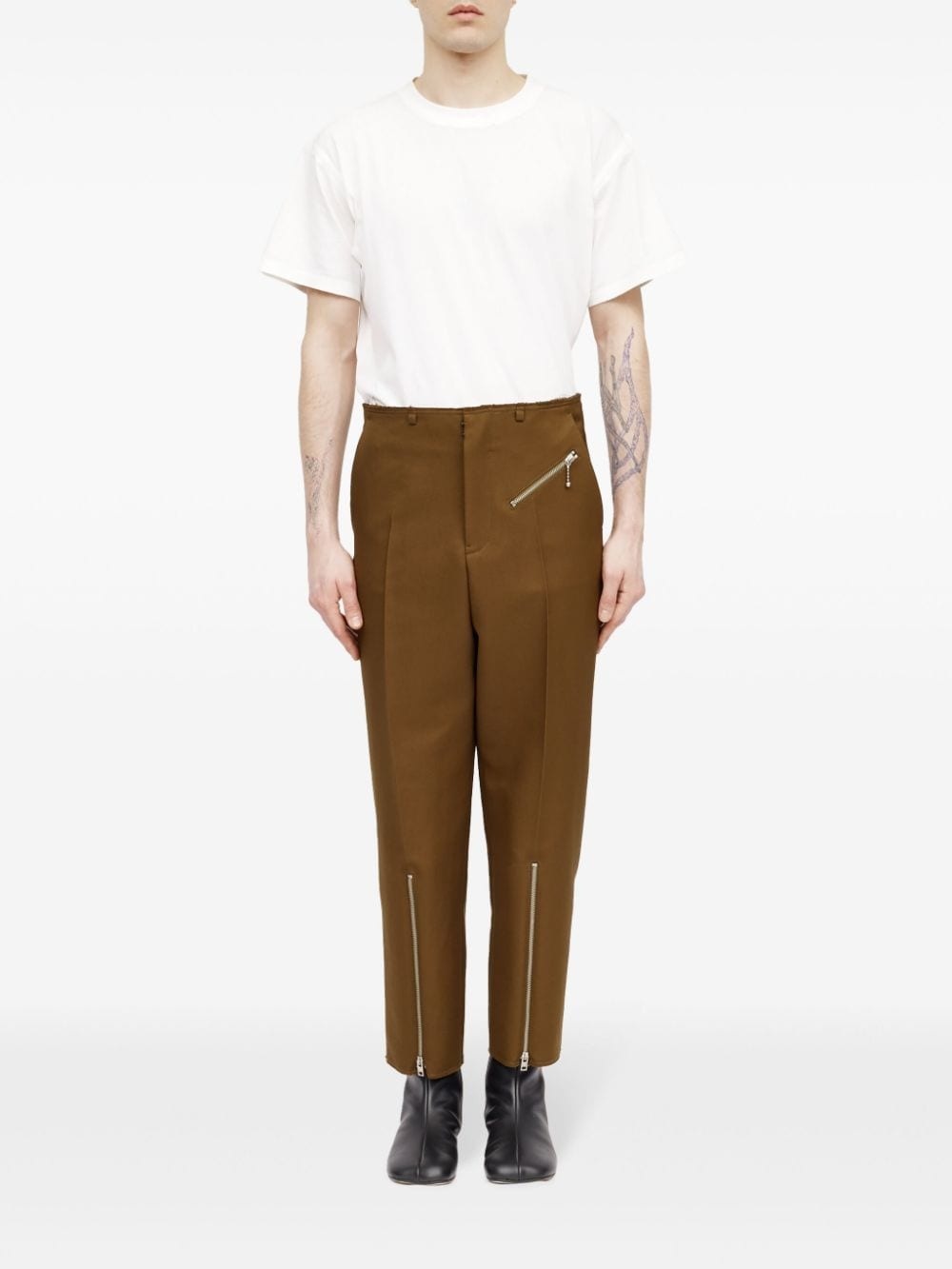 zip-detail tailored trousers - 2