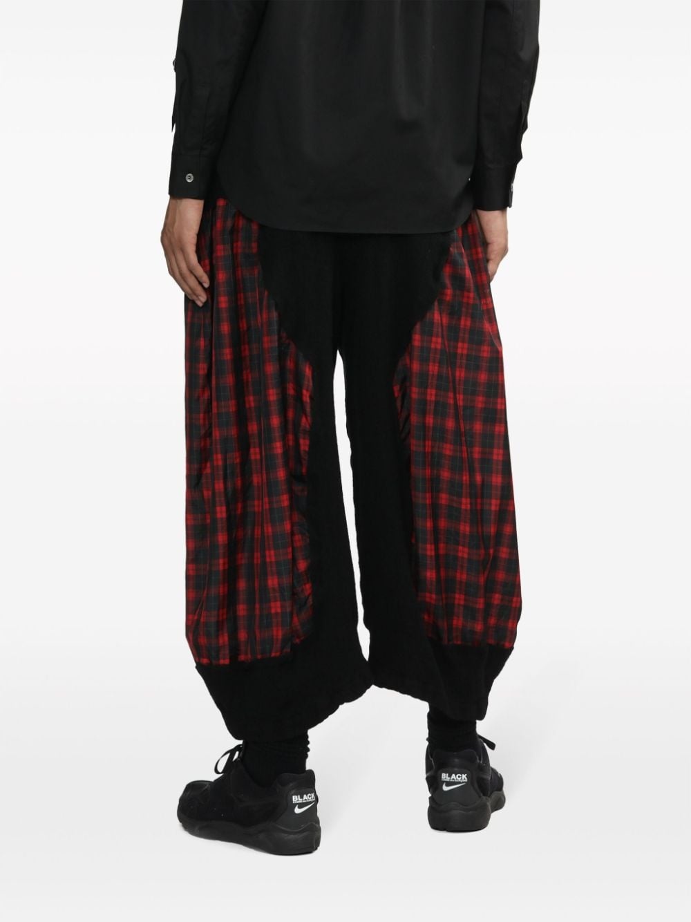 tartan-check panel trousers - 4