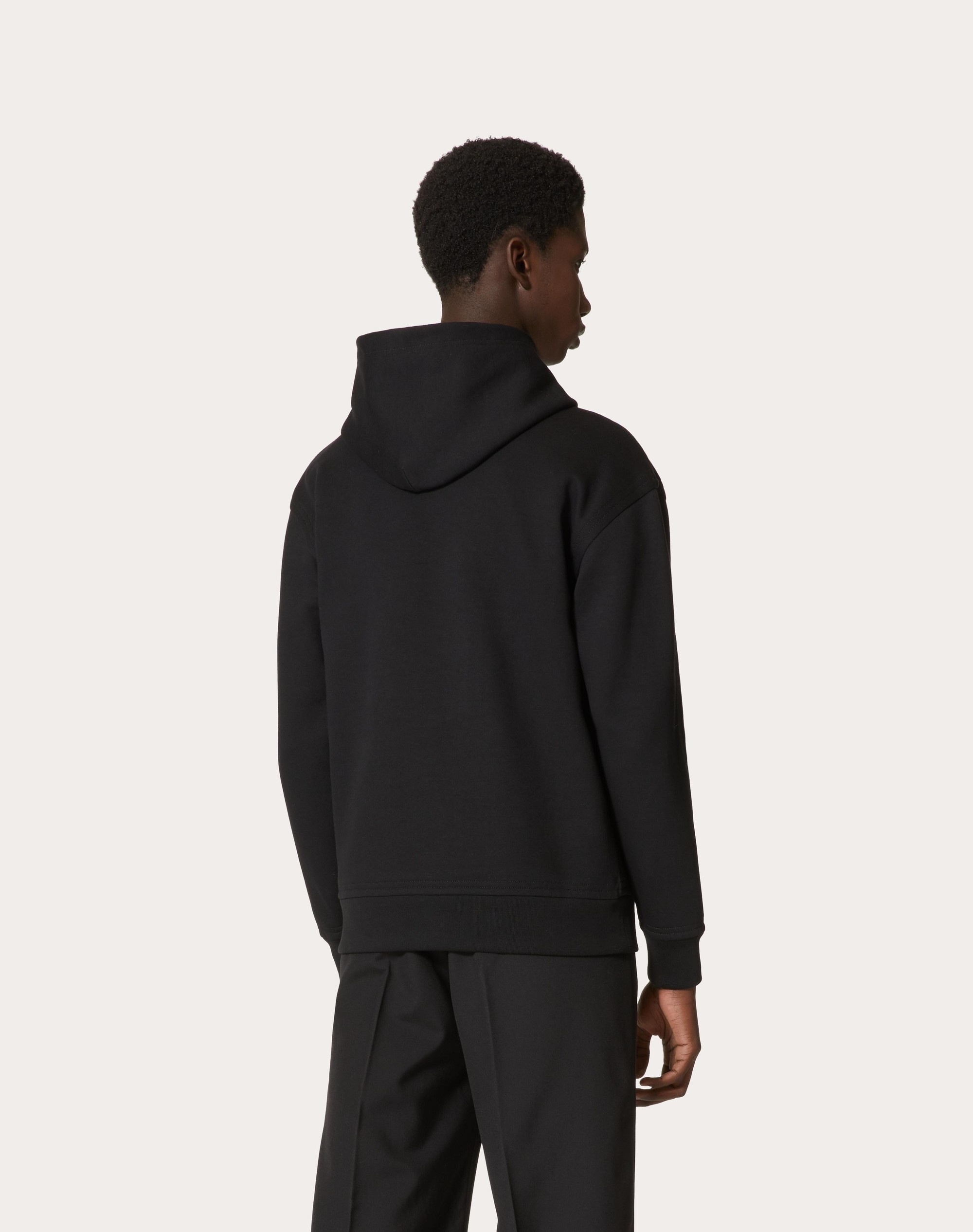 TECHNICAL COTTON SWEATSHIRT WITH HOOD AND MAISON VALENTINO TAILORING LABEL - 4