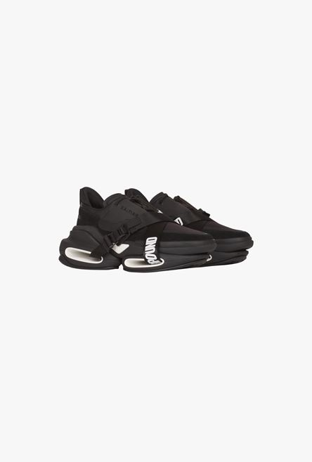 Balmain x Dogpound -Black leather and knit B-Bold low-top sneakers with straps - 2