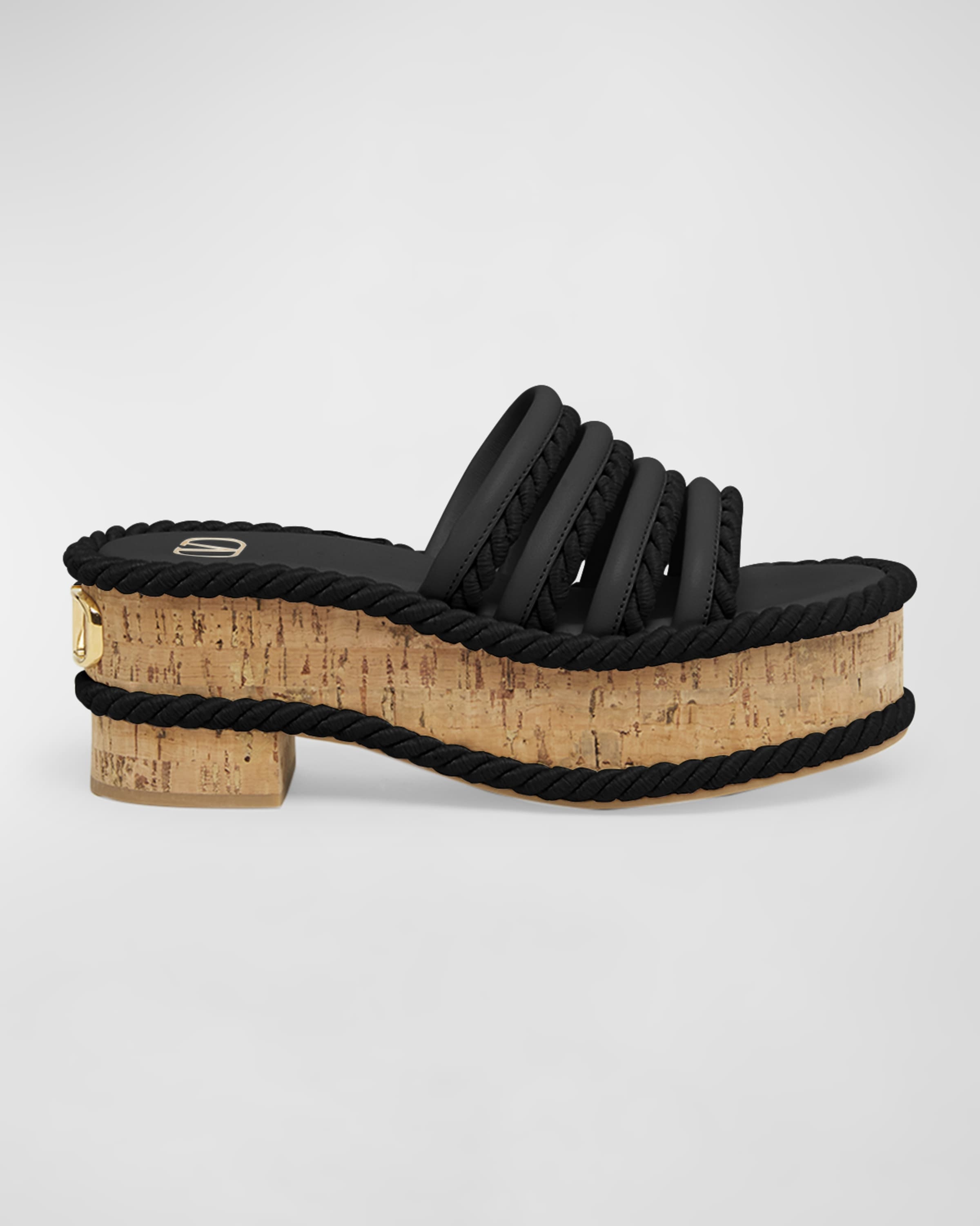 VLogo Leather Espadrille Platform Sandals - 1