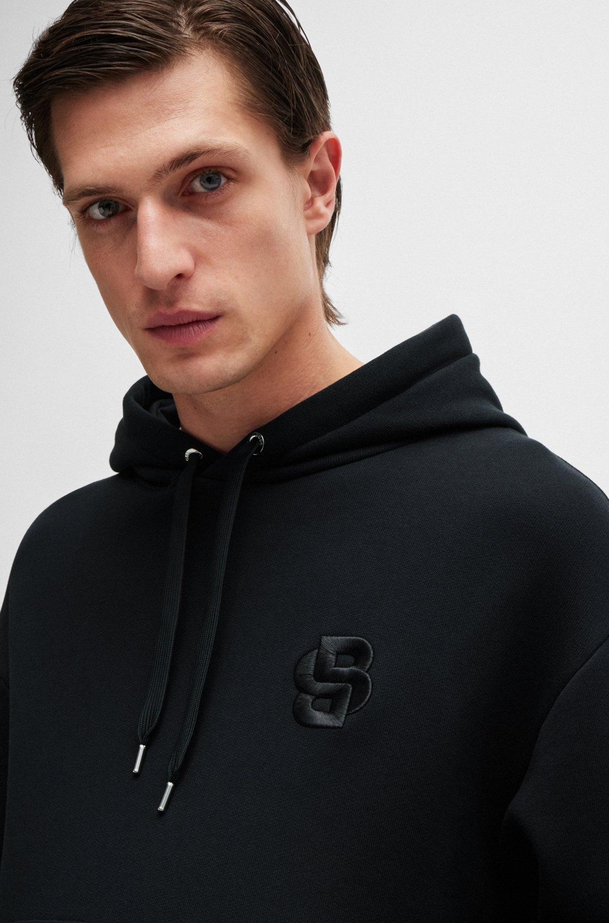 OVERSIZE-FIT HOODIE IN COTTON WITH DOUBLE B MONOGRAM - 3