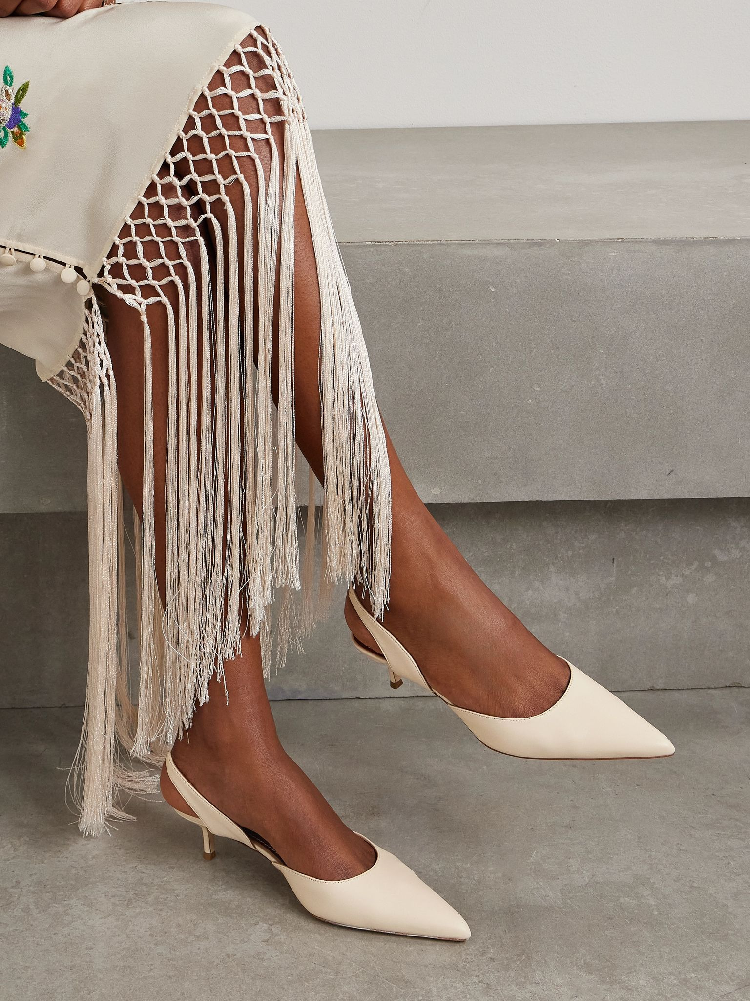 Sebastian leather slingback pumps Ivory - 2