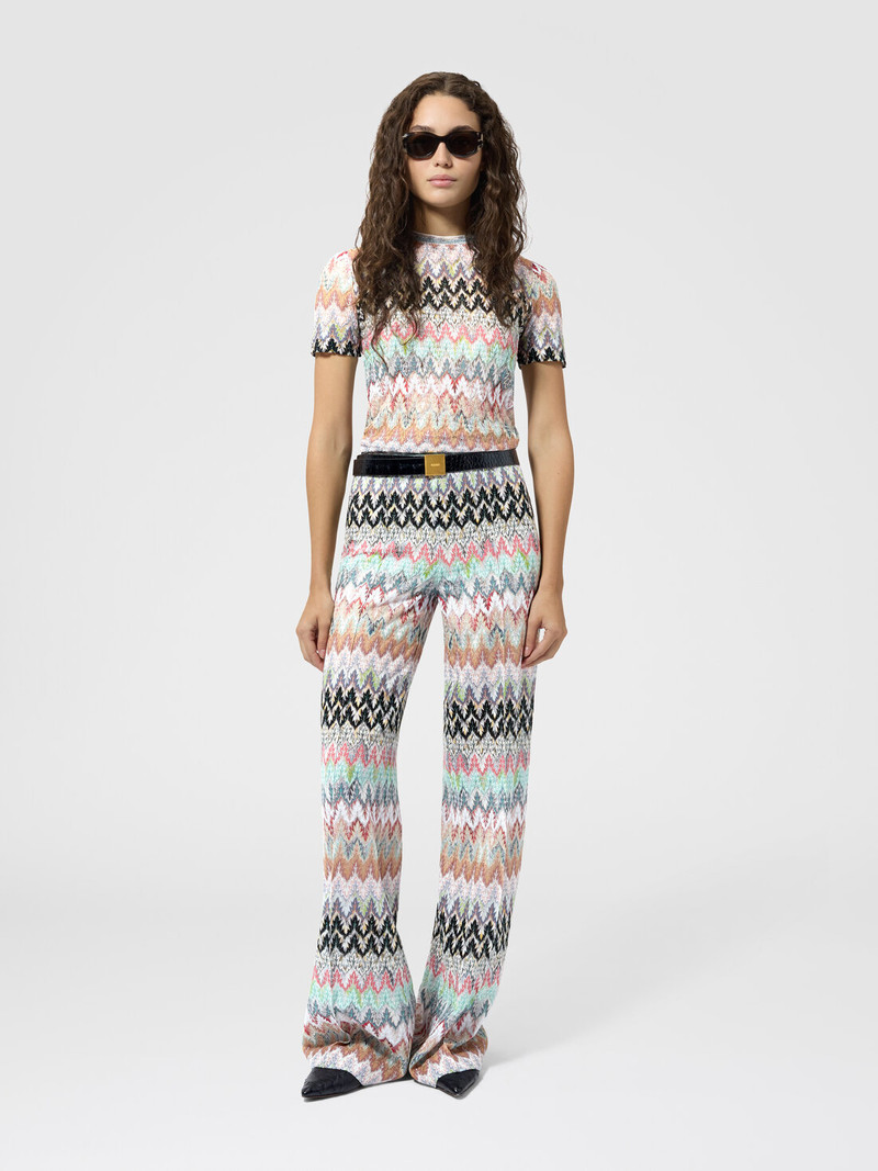Missoni Cotton and Viscose Lamé Crewneck T-Shirt with Lace Motif outlook