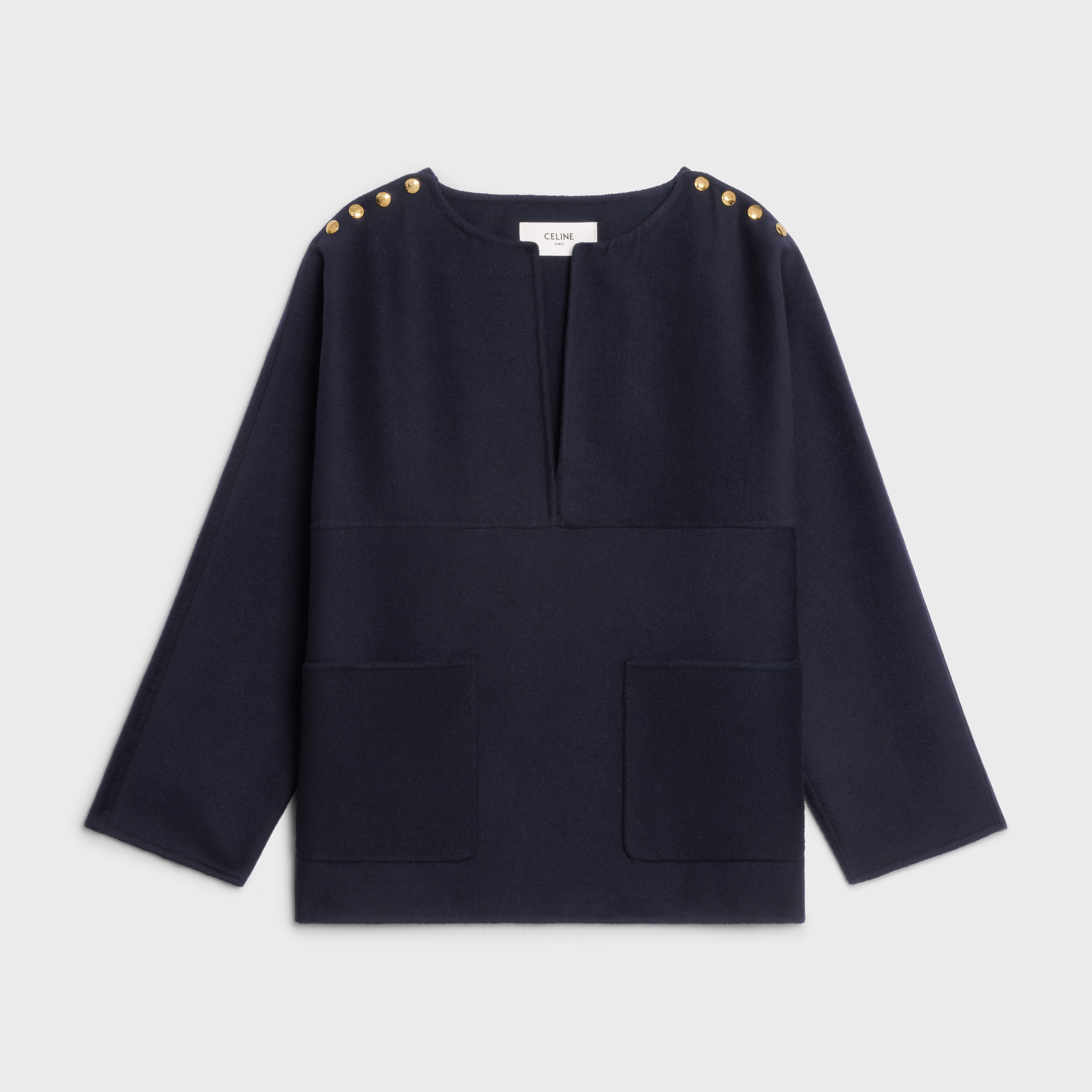 OPEN COLLAR TUNIC IN BRAIDED BOUCLÉ TWEED - 1