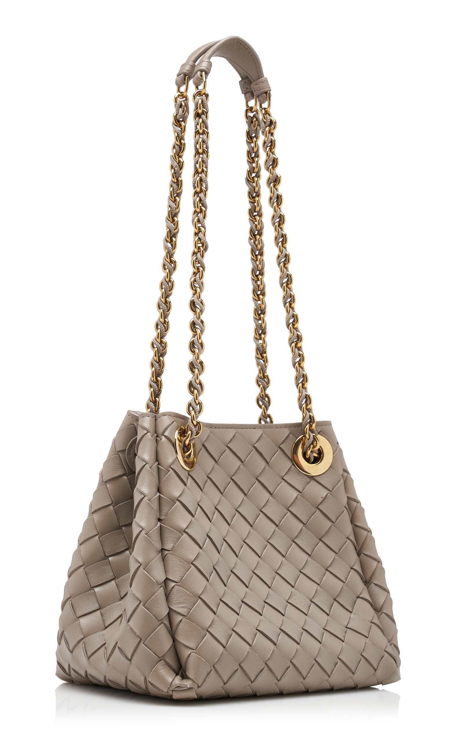 Small Parachute Intrecciato Leather Chain Bag grey - 3