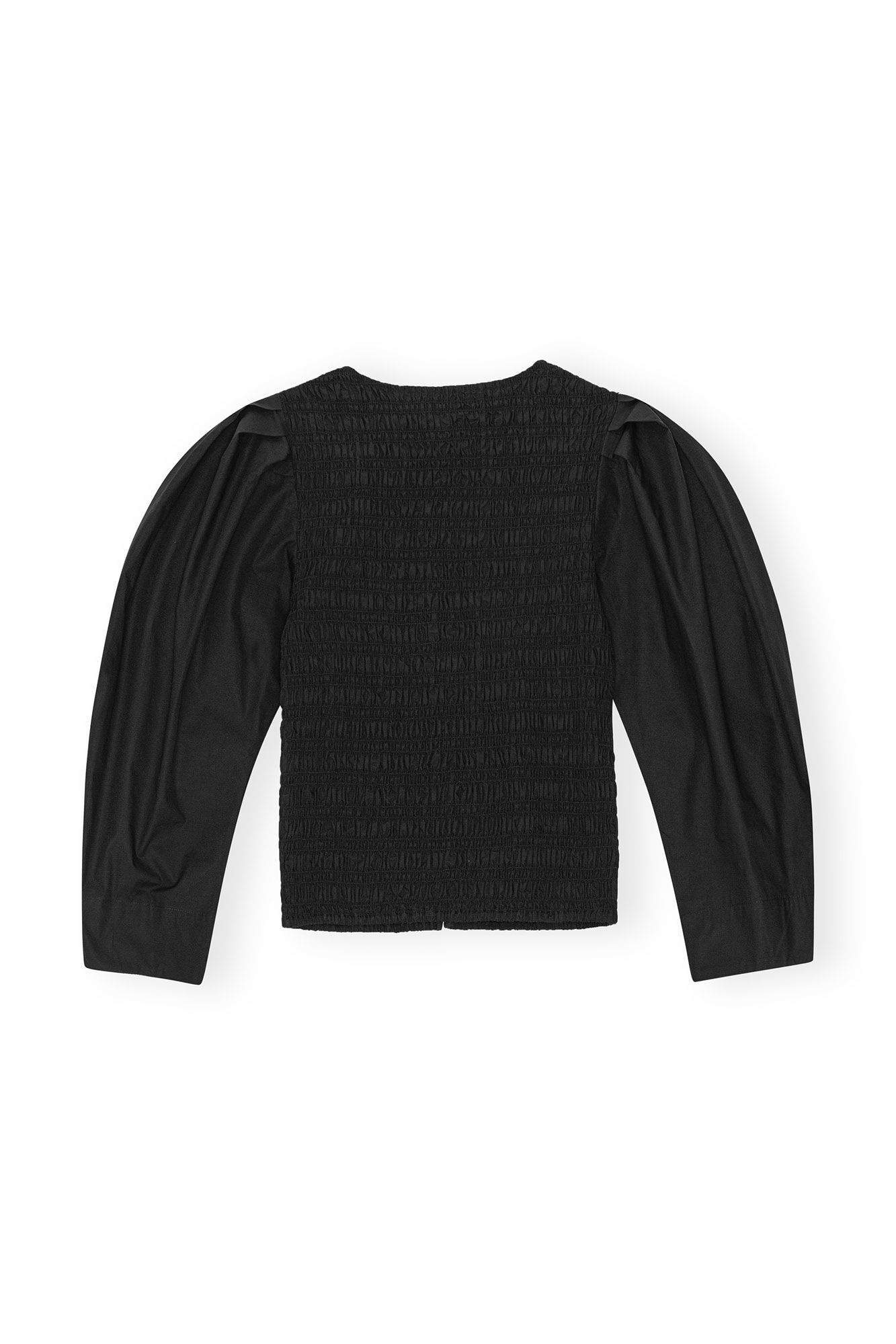 BLACK COTTON POPLIN SMOCK BLOUSE - 2
