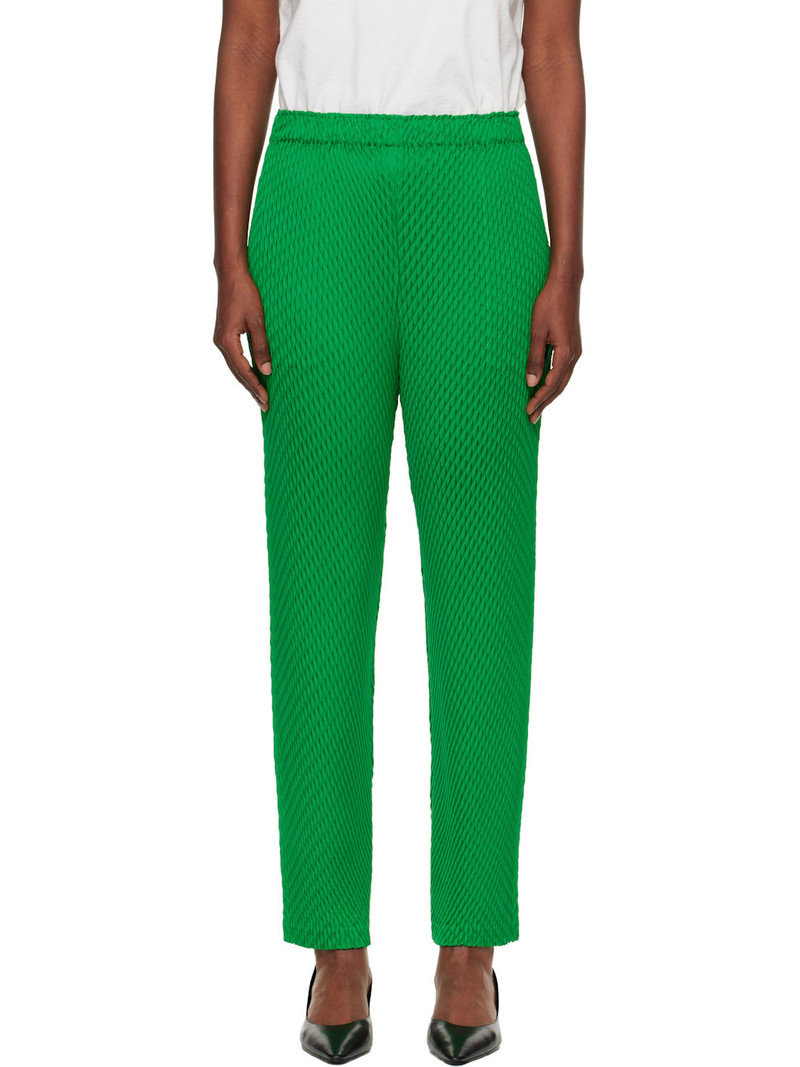 Green Sleek Pleats Trousers 1