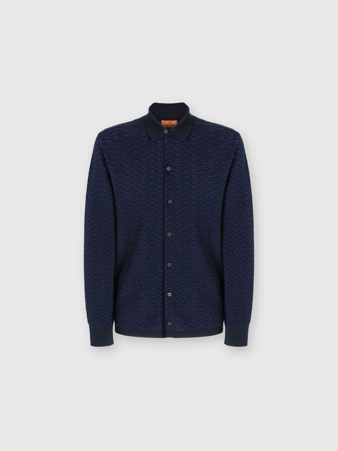 Virgin wool and viscose shirt with wave pattern - 1