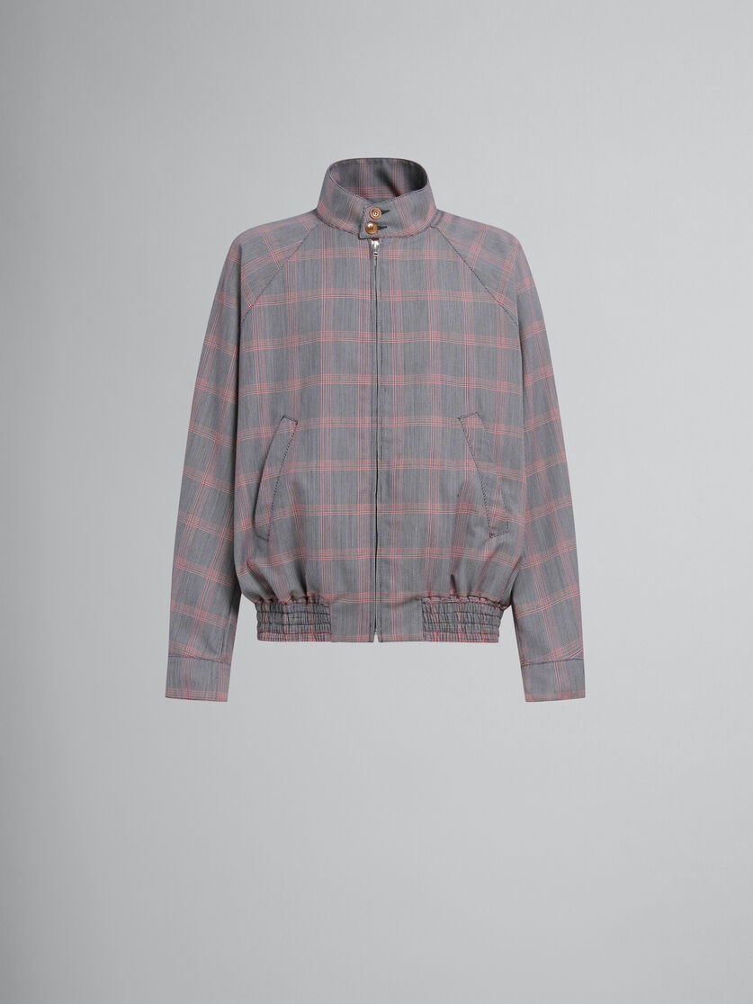 ORANGE CHECKED TECH WOOL BOMBER - 1