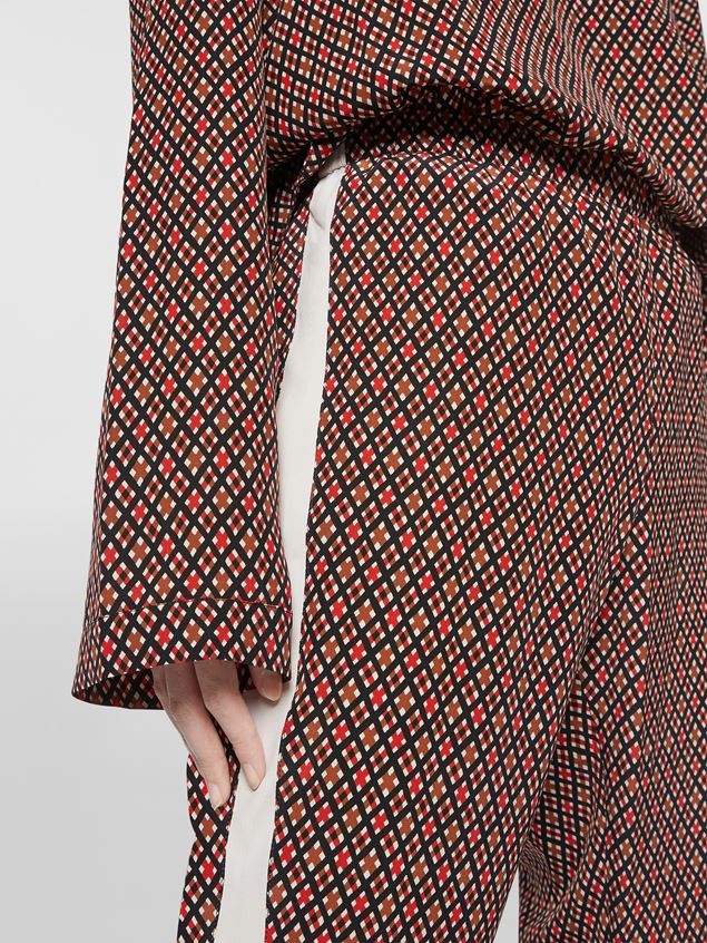 MICRO CHECK SILK CREPE PYJAMA TROUSERS - 4