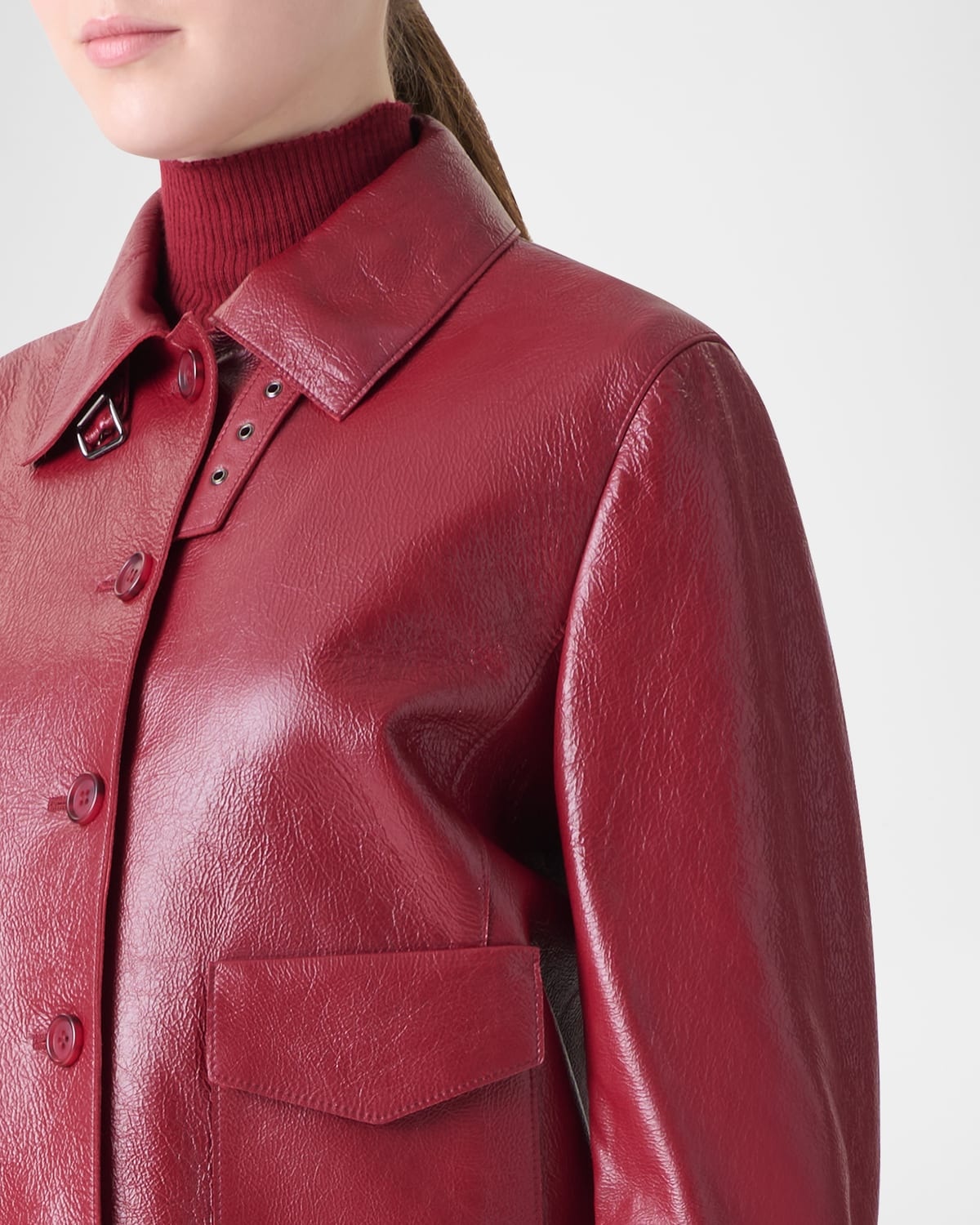 Peer Lacquered Leather Short Jacket - 5