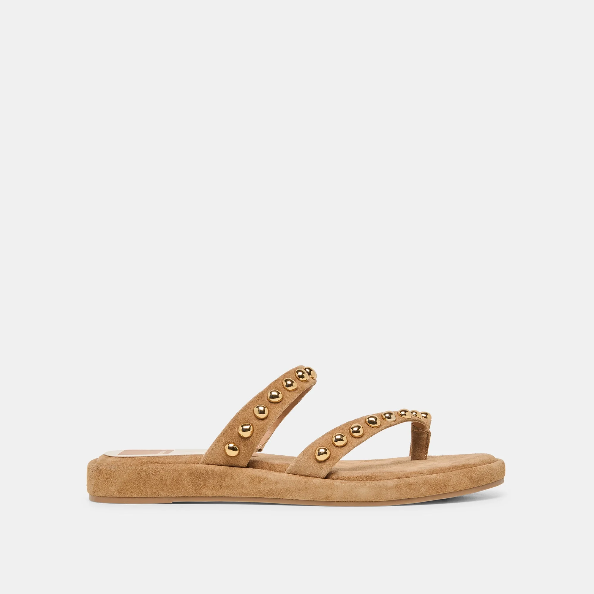 AMARY STUD SANDALS LT BROWN SUEDE - 1