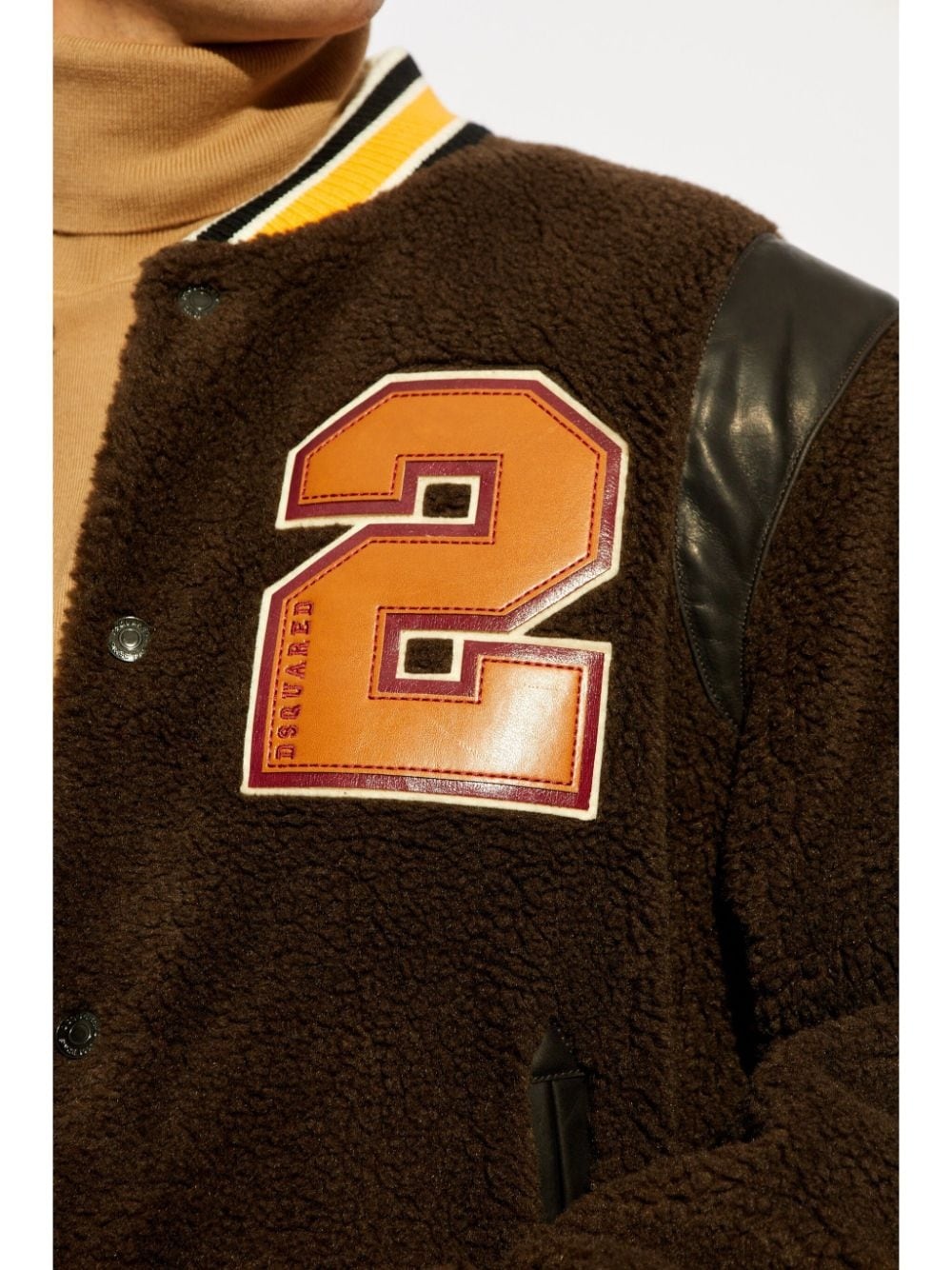 Bear's Varsity shearling bomber jacket - 5