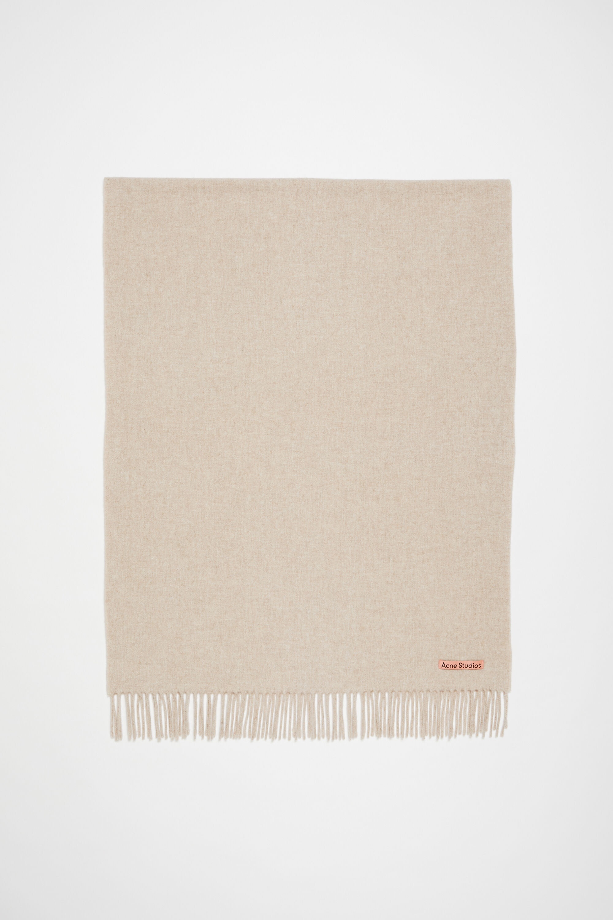 Fringe wool scarf - oversized - Oatmeal melange - 1