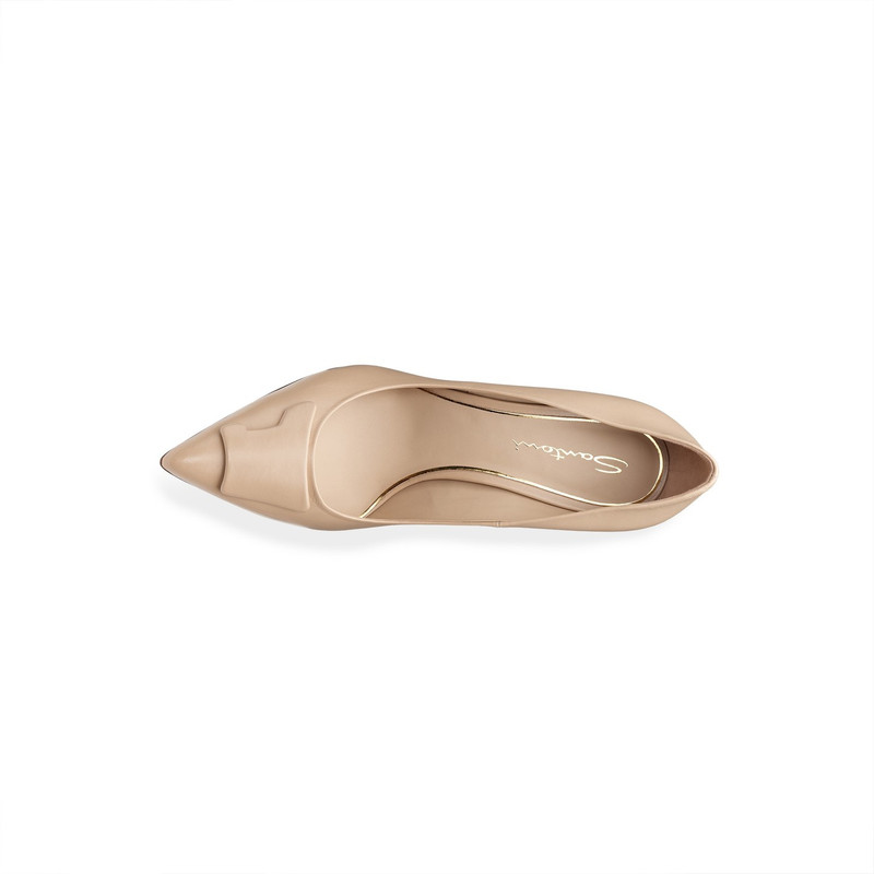 Women's beige leather high-heel Santoni Sibille pump 4