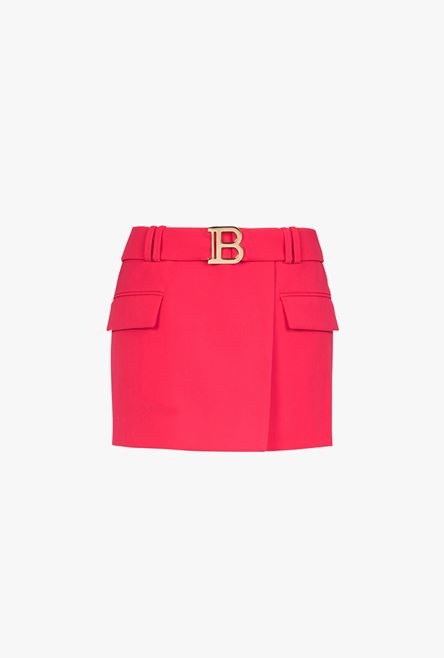 Short fuchsia wool low rise skirt - 1