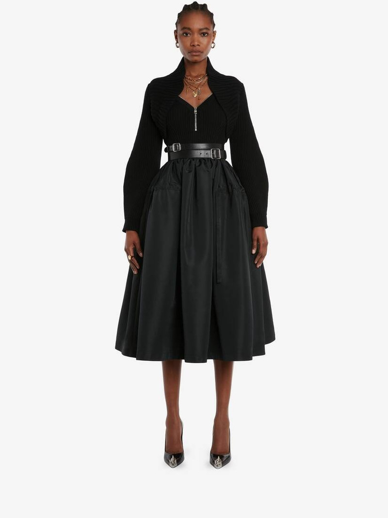 Alexander McQueen Rib Knit Wool Shrug in Black outlook
