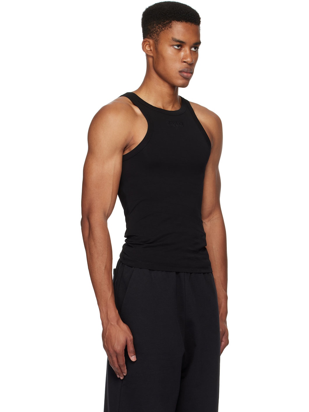 Black Embroidered Logo Tank Top - 2