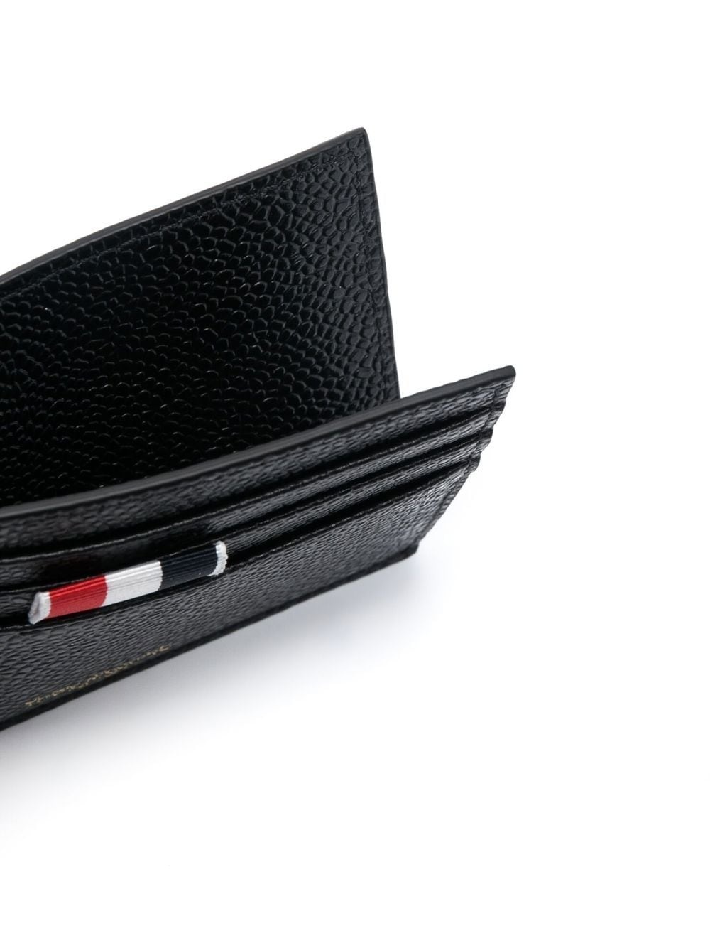 Card Holder With Note Compartment In Black Pebble Grain - 5