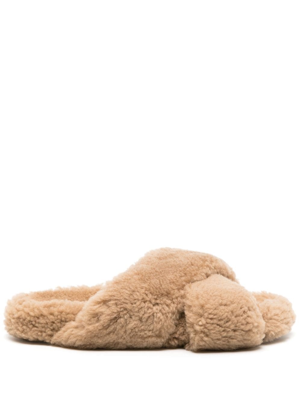 crossover-strap faux-shearling slippers - 1