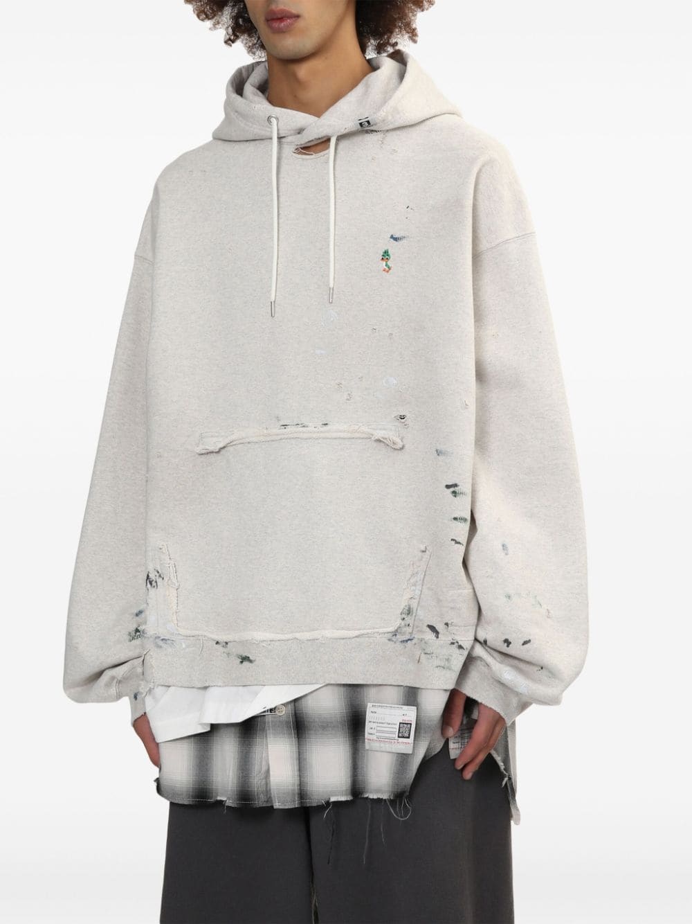 distressed finish hoodie - 3