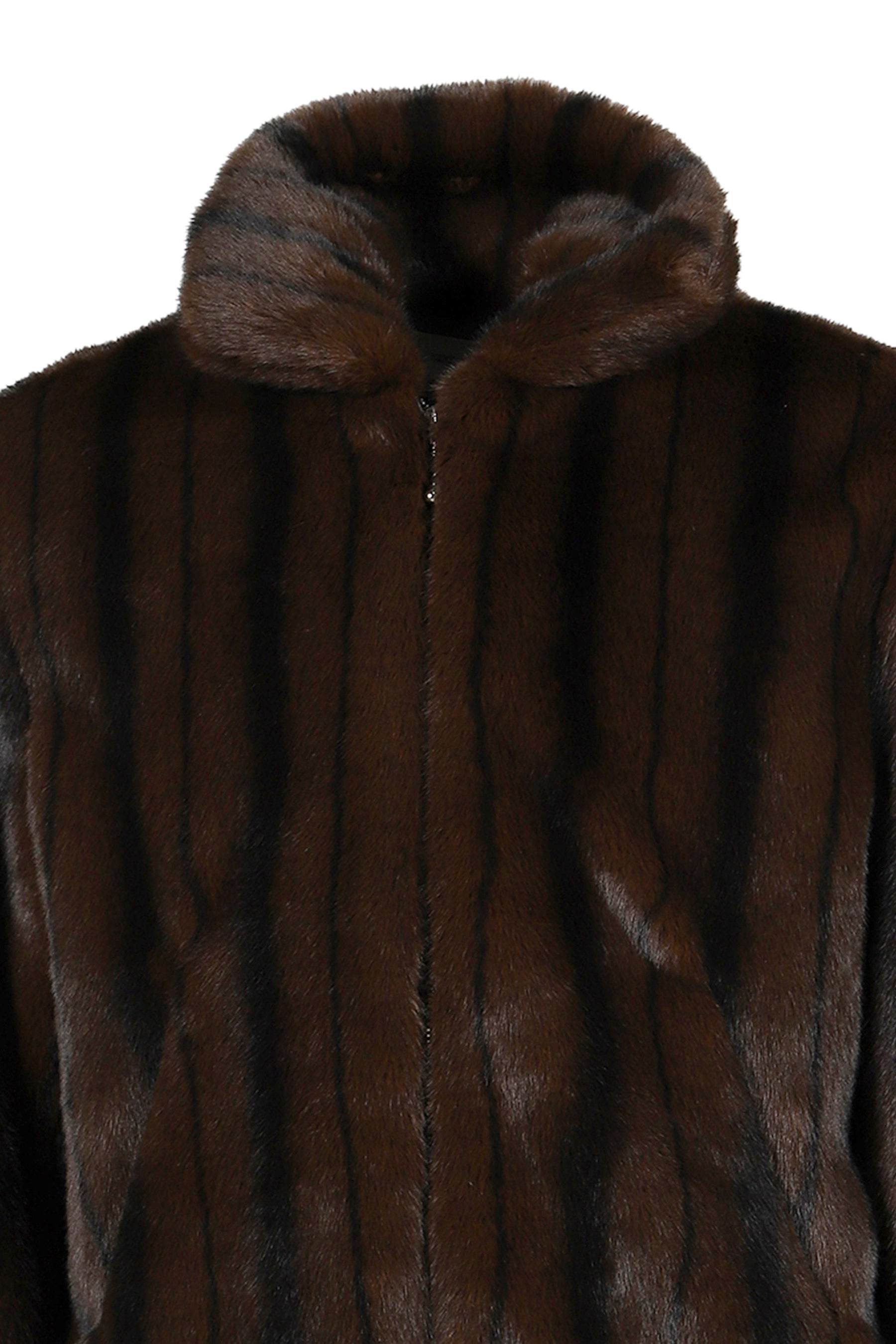 FAUX-MINK HARRINGTON JACKET / BLK BRW - 8