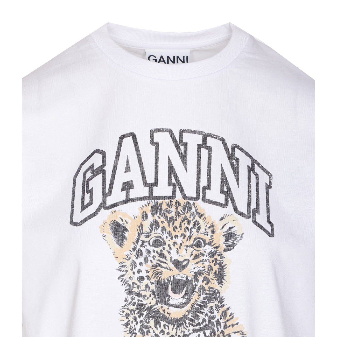 Ganni Women Basic Jersey Leopard T-Shirt - 4