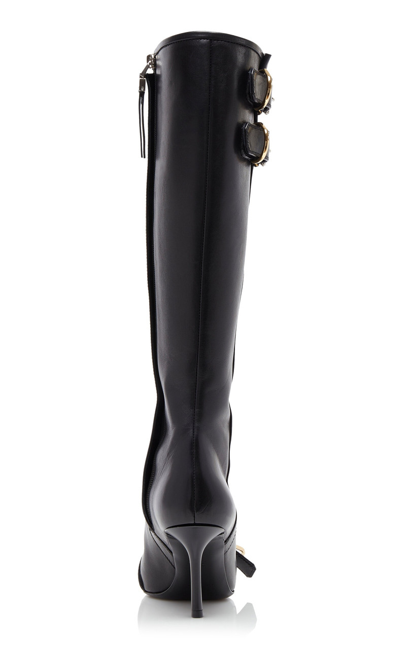 Voyou Buckle-Detailed Leather Knee Boots black 3
