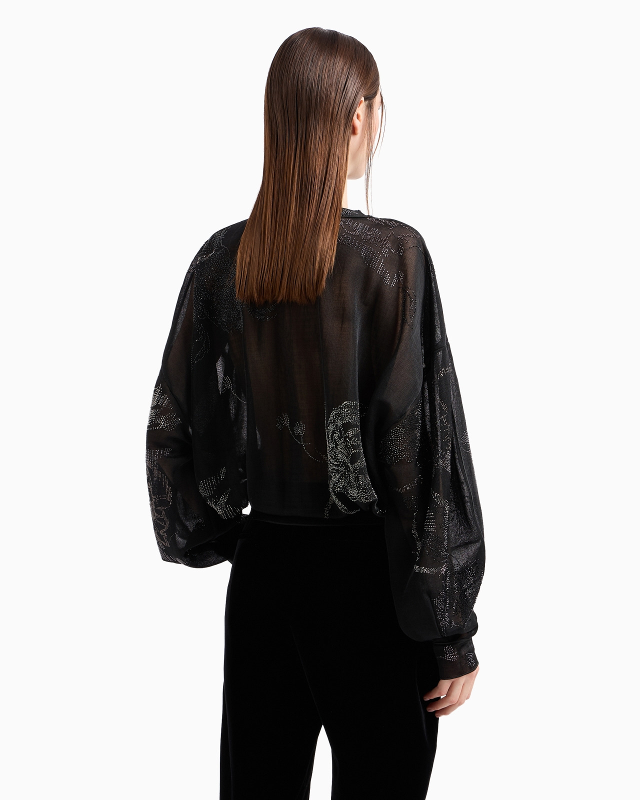 SHEER INTERLOCK SHIRT WITH SWAROVSKI EMBROIDERY - 3