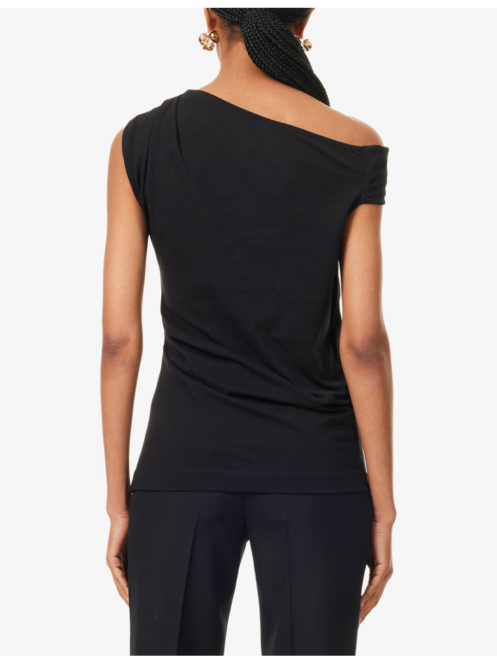 Draped Sleeveless Cotton-Jersey Top - 4