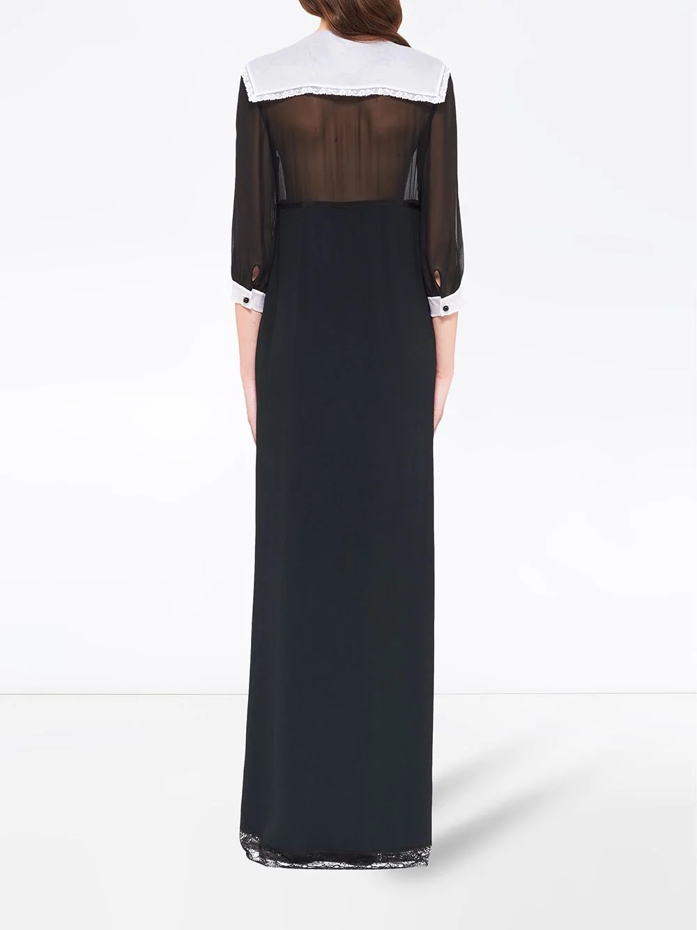 V-neck contrast-collar gown - 4