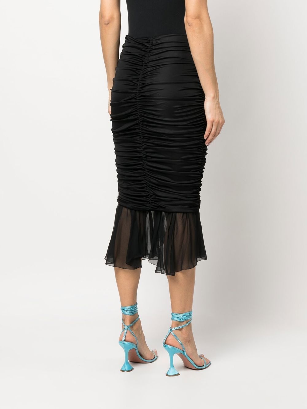 silk ruched pencil skirt - 4