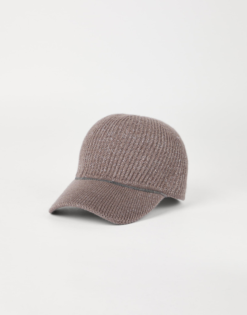Sparkling cashmere English rib knit baseball cap with monili 1