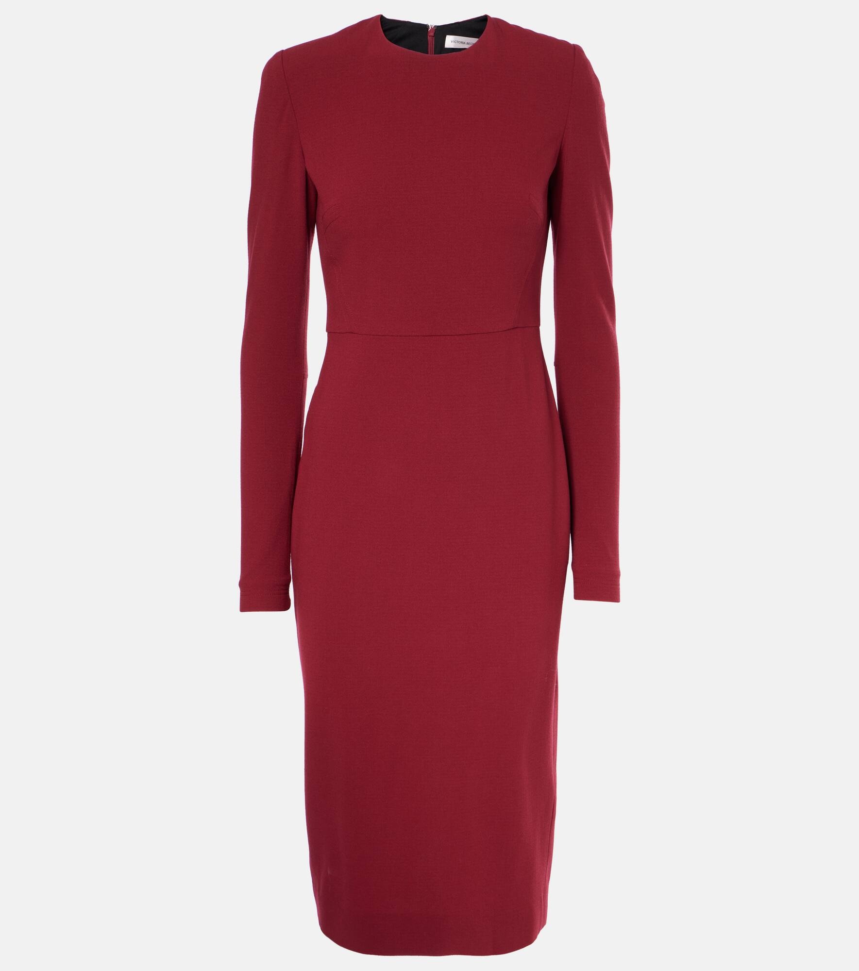 Wool-blend crêpe midi dress - 1