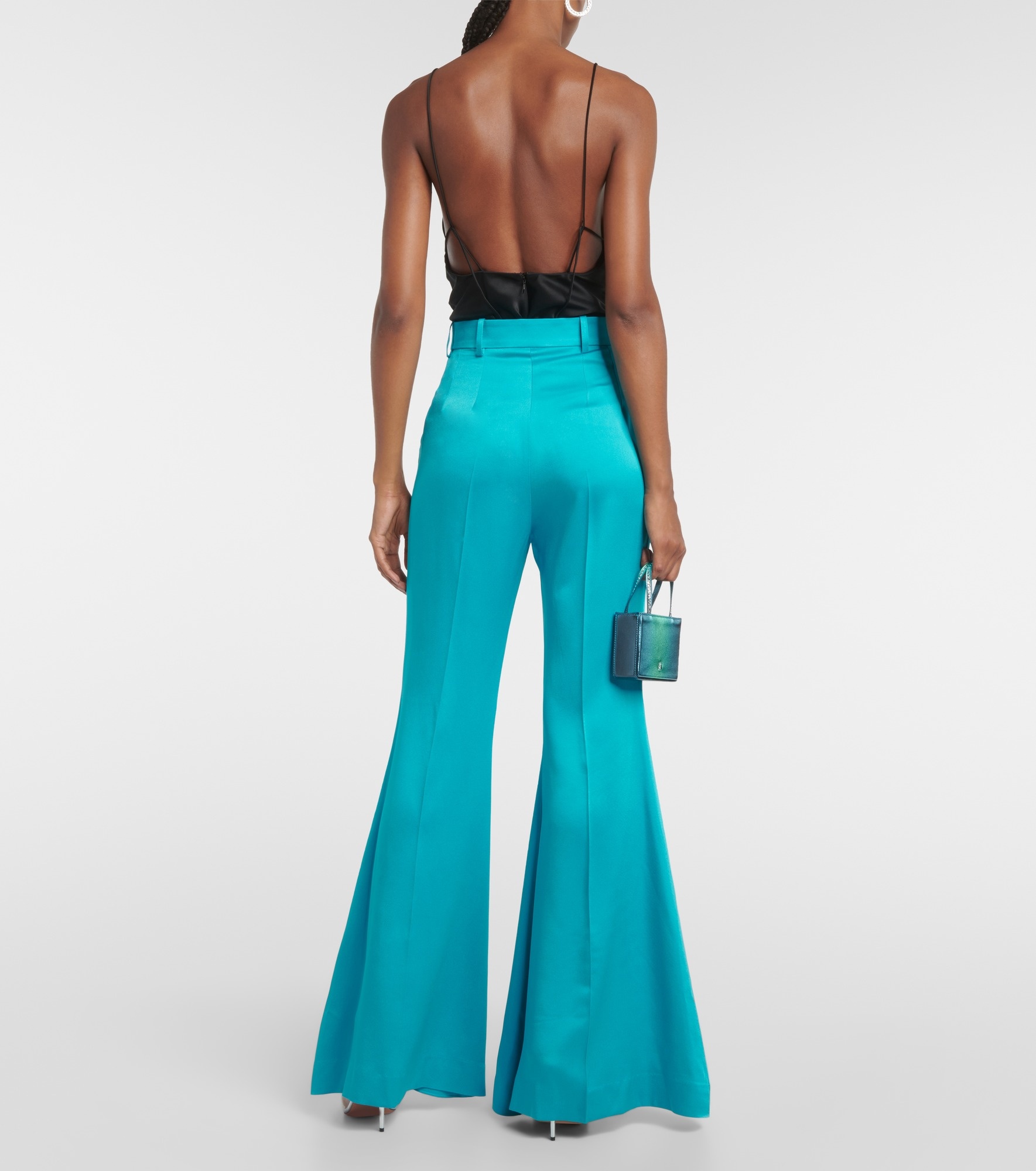 High-rise satin flared pants - 3