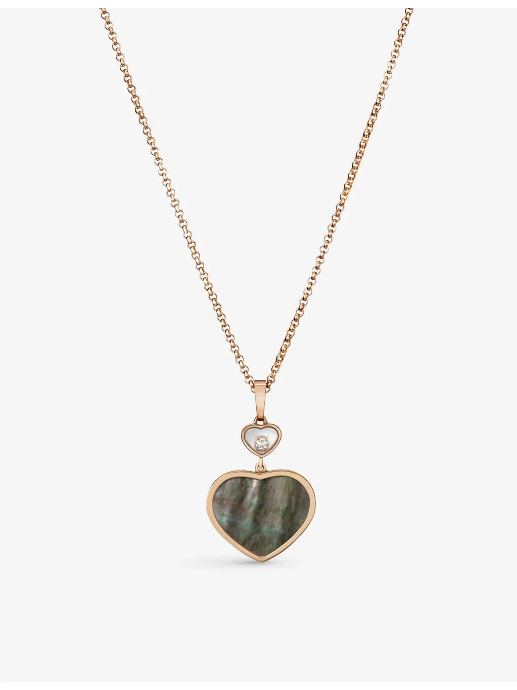 Happy Hearts 18ct rose-gold, 0.05ct diamond and mother-of-pearl pendant - 1