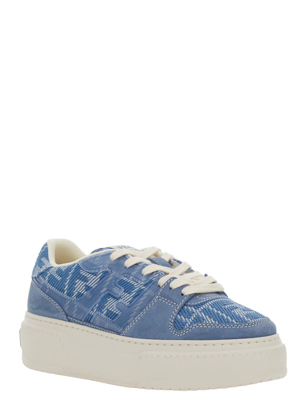 Fendi Women 'Match' Blue Sneaker With All-Over Ff Motif And Platform In Leather And Fabric Woman - 2