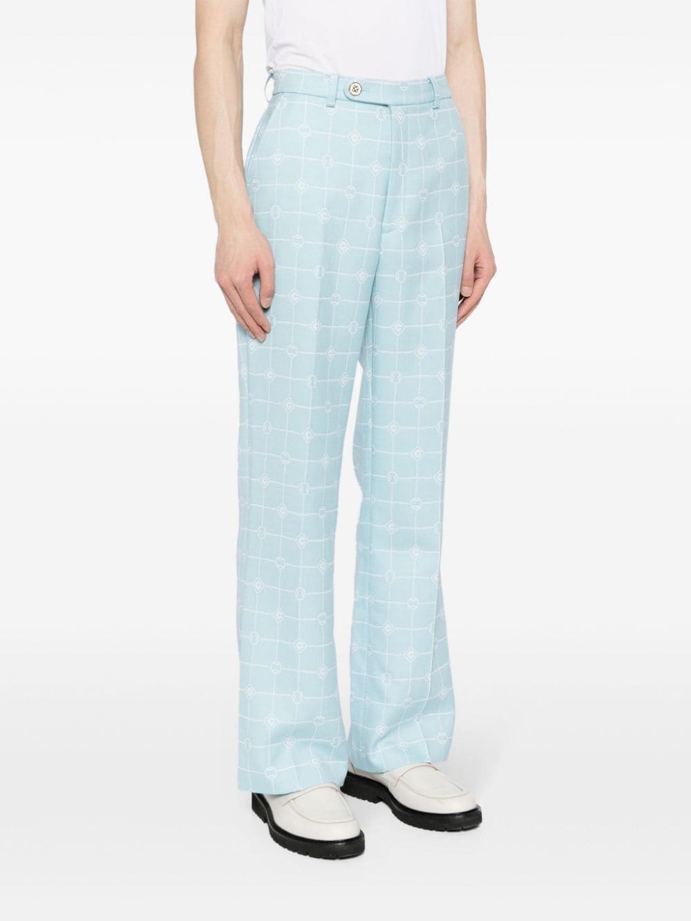Heart Monogram-jacquard wool trousers - 3